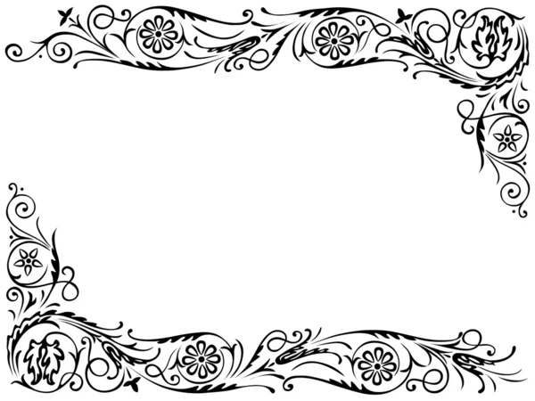 Decoración para la página con adorno de elementos florales decorativos arremolinados negros — Vector de stock