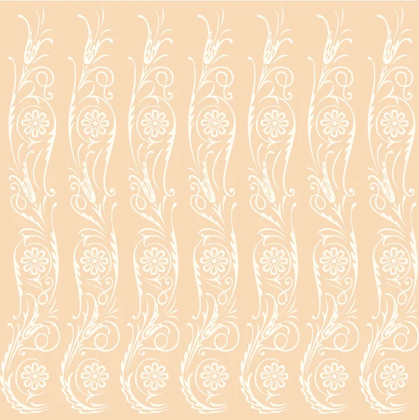 Sömlös beige bakgrund med virvlande dekorativa blommiga element — Stock vektor