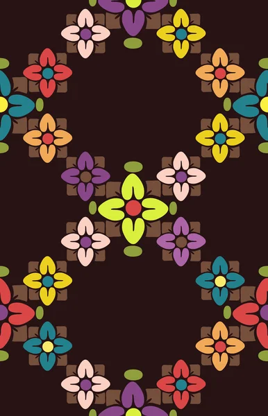 Sömlös blommönster på en brun bakgrund — Stock vektor