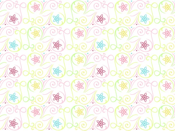 Modello di colore senza cuciture estate con motivi floreali su uno sfondo bianco — Vettoriale Stock