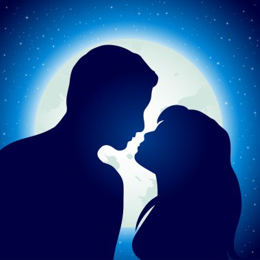 Young man and woman in love clipart