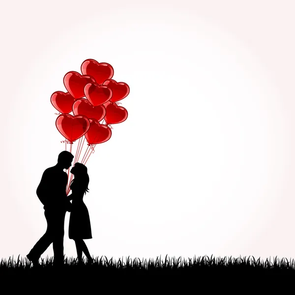 Couple avec ballons — Image vectorielle