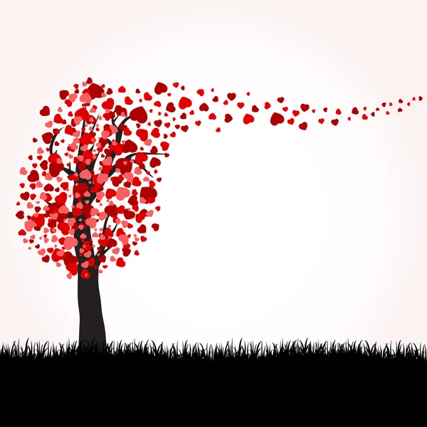 Δέντρο αγάπη με καρδιές — Διανυσματικό Αρχείο