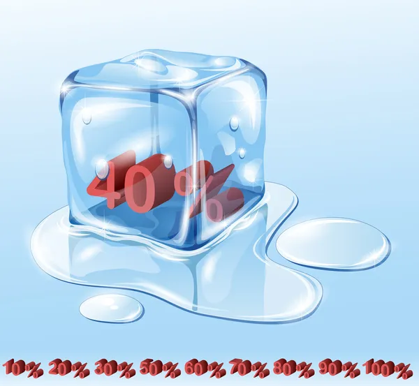 Cube de glace et eau — Image vectorielle