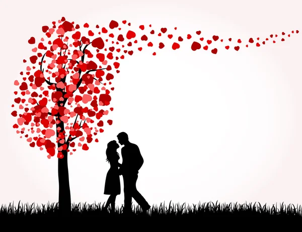 男人、 女人和爱情树 — 图库矢量图片#