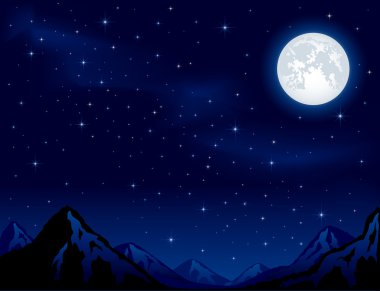 Moon and Mountains clipart
