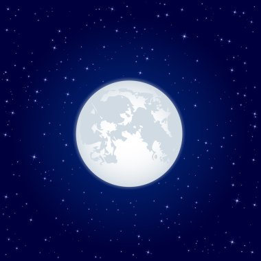 Moon on starry sky clipart