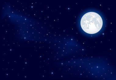 Starry sky and Moon clipart