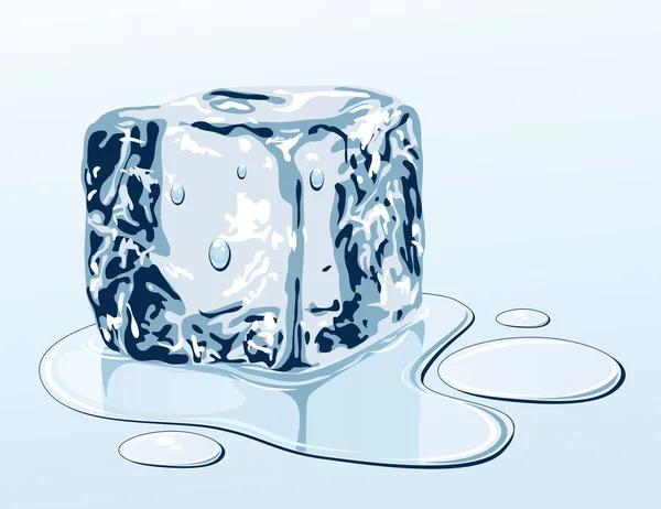 Cube de glace à la surface de l'eau — Image vectorielle