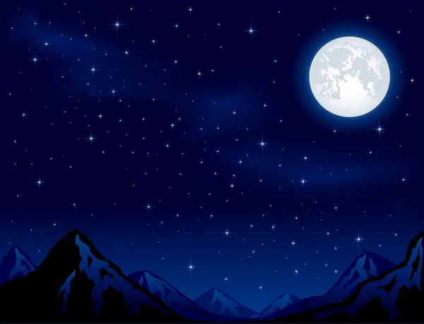 Mond und Berge — Stockvektor