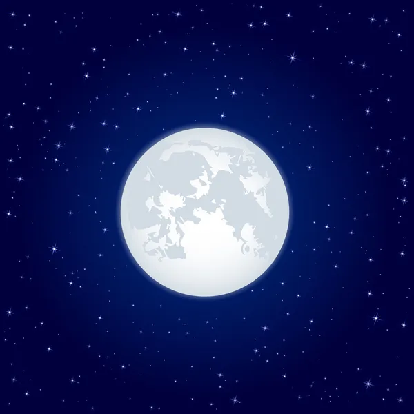 Luna en el cielo estrellado — Vector de stock