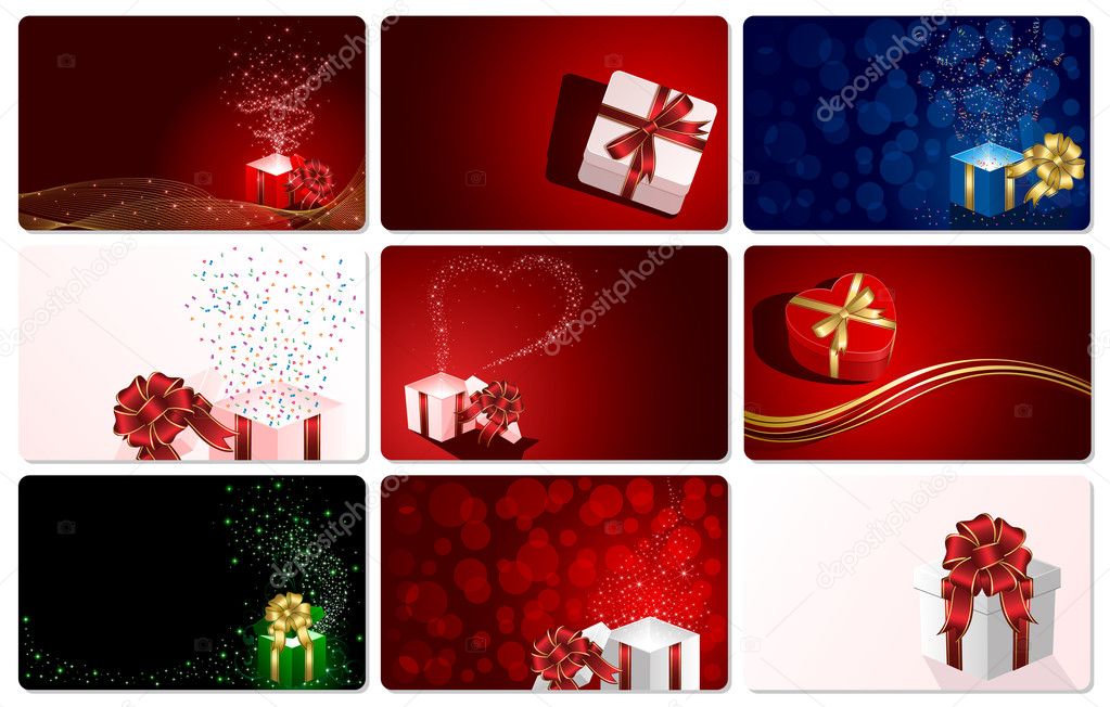 Set of cards with Presents