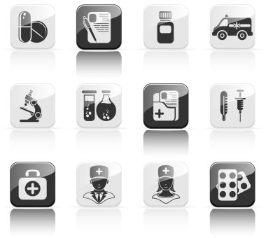 Twelve medical icons clipart