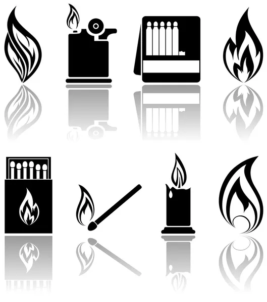 Iconos de fuego — Vector de stock