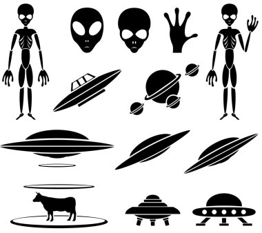 Alien theme clipart