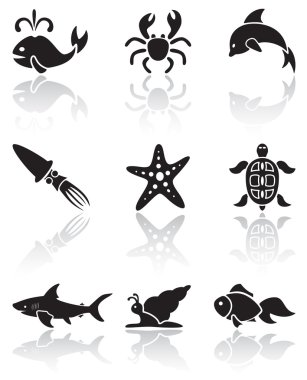 Sea animals icons clipart