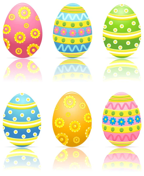 Набор разноцветных пасхальных яиц — стоковый вектор