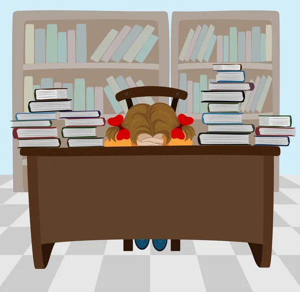 Spící dívka s knihami — Stockový vektor
