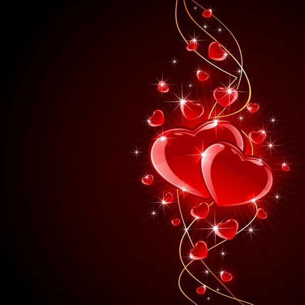 Valentines harten op een donkere achtergrond — Stockvector