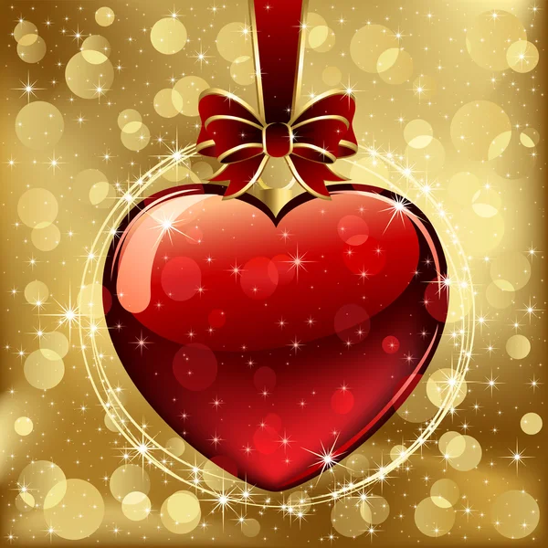 Valentines heart on golden background — Stock Vector