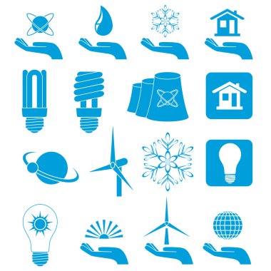 Set of blue icons clipart