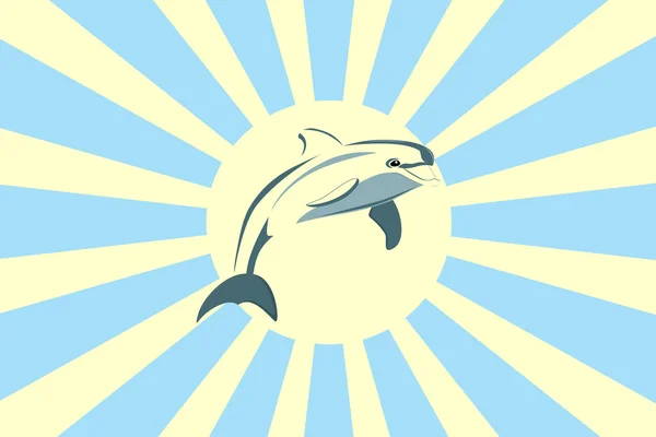 海豚和太阳 — 图库矢量图片
