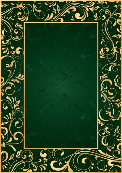 Gold frame on green background — Stock Vector