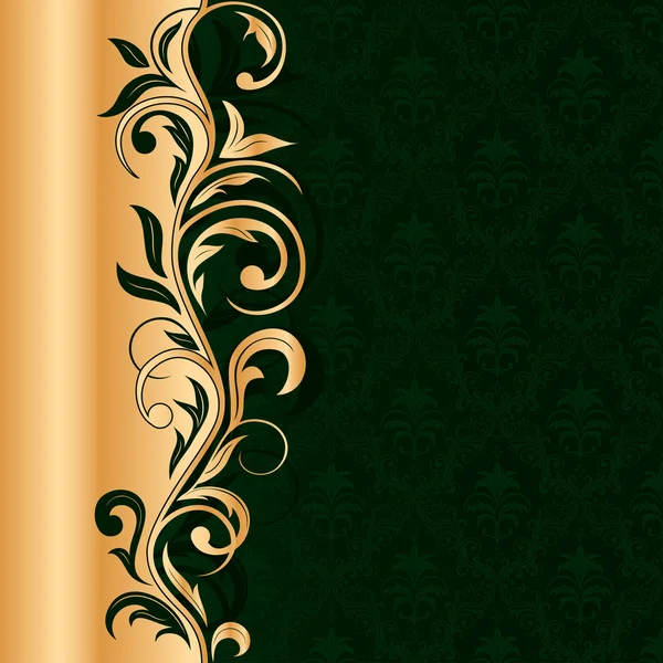 Fondo verde con patrón de oro — Archivo Imágenes Vectoriales