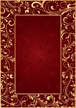 Gold frame on red background clipart