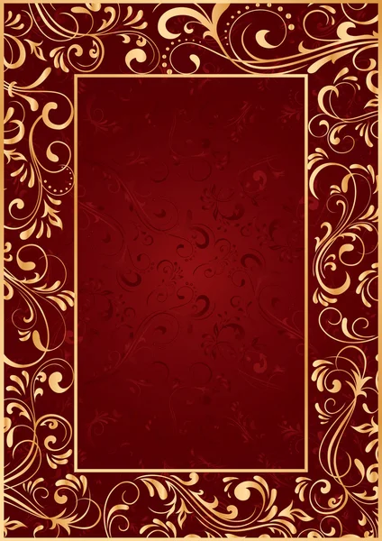 Gold frame on red background — Stock Vector