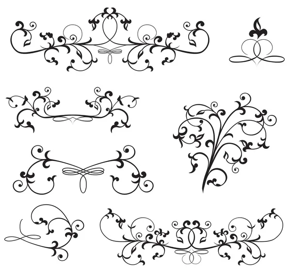 Elementos florales adornados — Archivo Imágenes Vectoriales