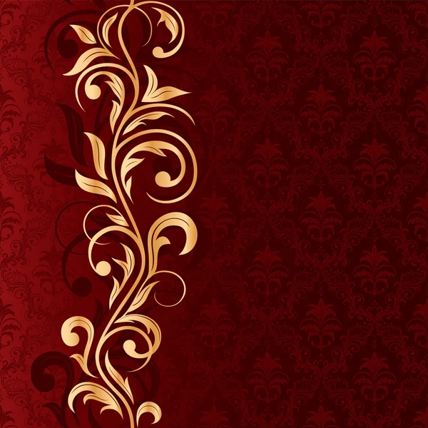 Roter Hintergrund mit goldenem Muster — Stockvektor