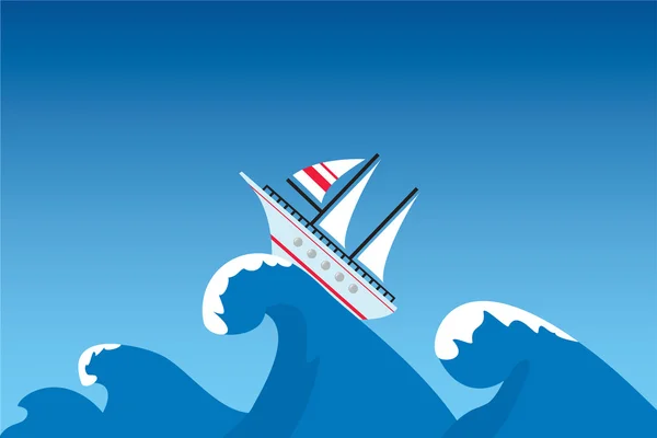 Navire dans l'océan — Image vectorielle