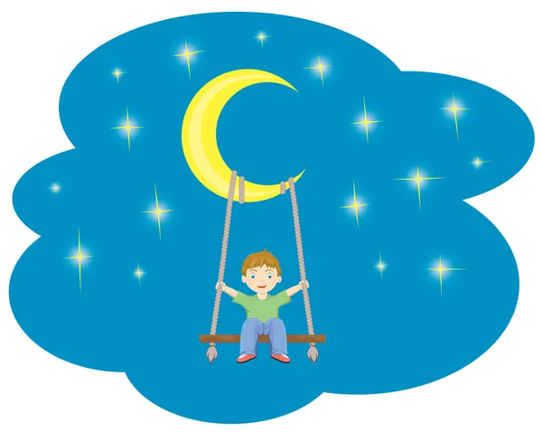 The boy on a swing — Stock Vector