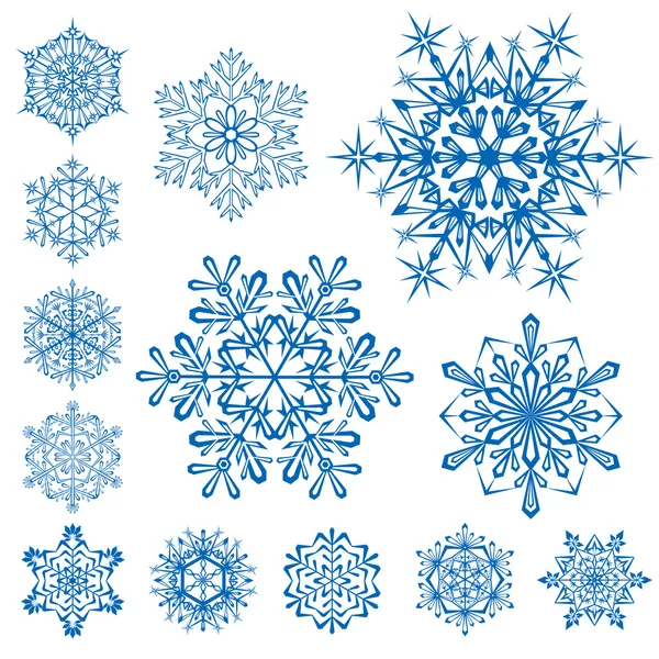Flocons de neige sur blanc — Image vectorielle
