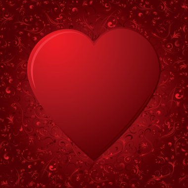 The Heart on red background clipart