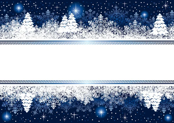 Fondo azul navidad con copos de nieve y estrellas — Archivo Imágenes Vectoriales