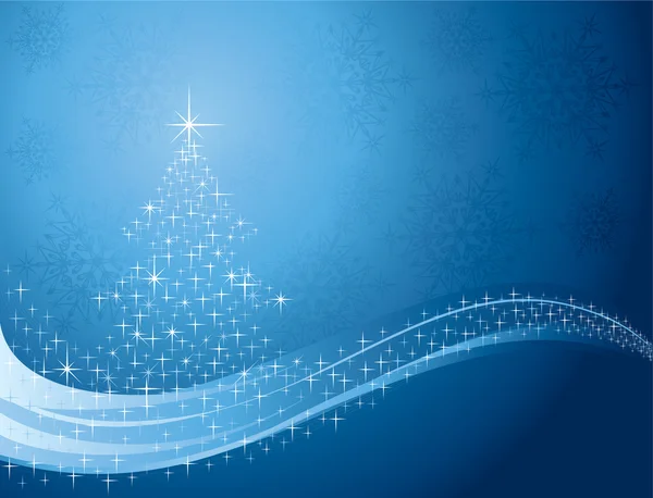 Background with Christmas tree and snowflakes — Stok Vektör