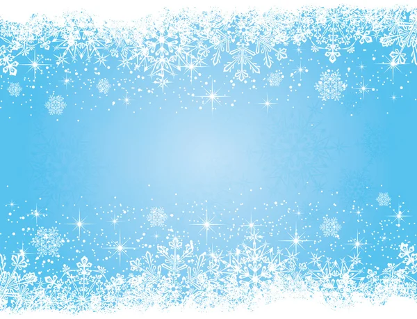 Fond bleu de Noël avec étoiles et flocons de neige — Image vectorielle