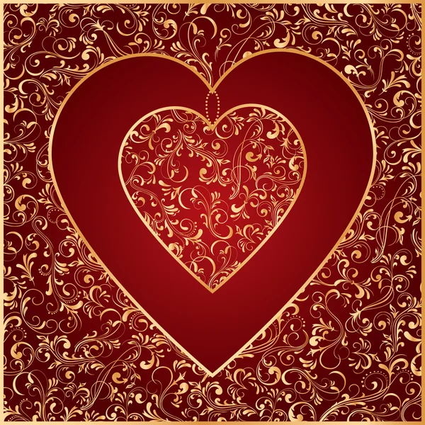 The Gold Heart from ornate elements — Stock Vector