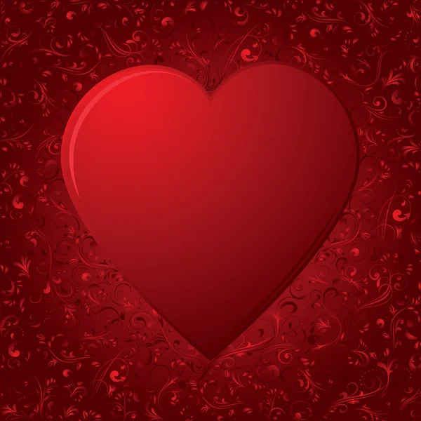 Hjärtat på röd bakgrund — Stock vektor