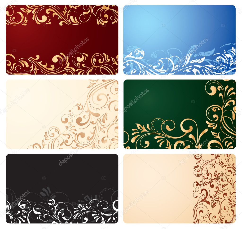 Set of business cards with ornate elements