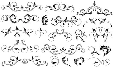 Black floral elements clipart