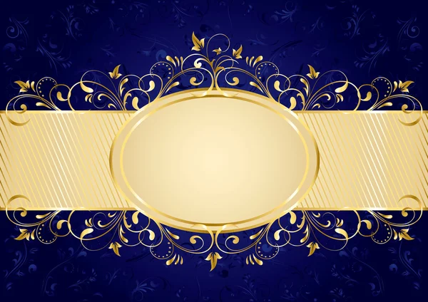 Fond bleu avec cadre doré — Image vectorielle