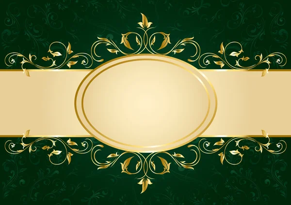 Fondo verde con marco dorado — Vector de stock