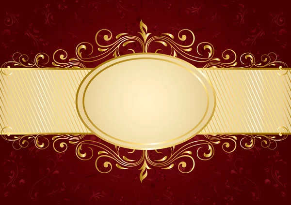 Altın çerçeve ile kırmızı bir arka plan — Stok Vektör