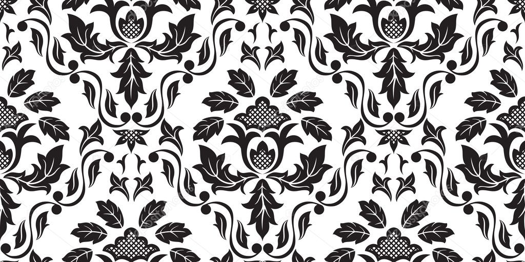 Black Seamless floral pattern