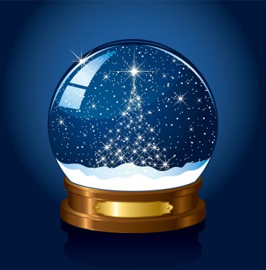 Snow globe with stars clipart