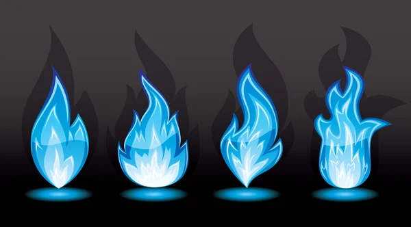 Ensemble de flamme bleue — Image vectorielle