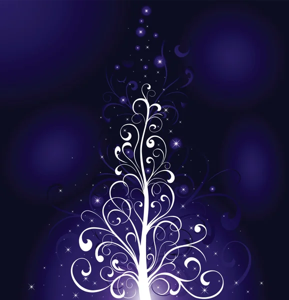 Vánoční strom na modrém pozadí — Stockový vektor